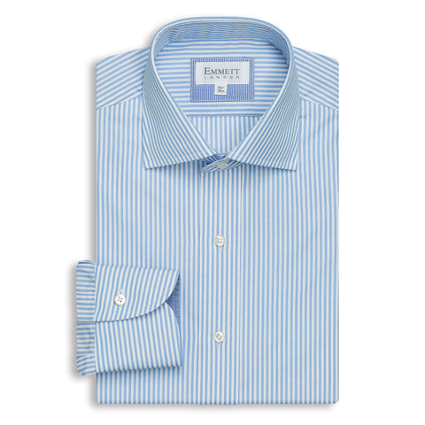 Blue & White Stripe Anti-Wrinkle Poplin Shirt