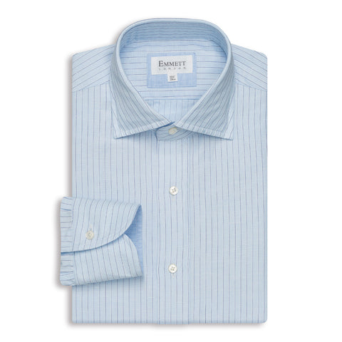 Blue Striped Cotton Linen Shirt