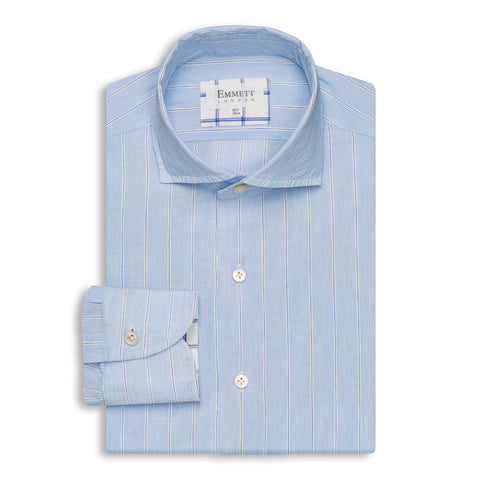 Blue & White Stripe Cotton Linen Shirt