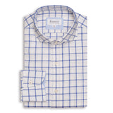 Blue & White Check Cotton Linen Mix shirt