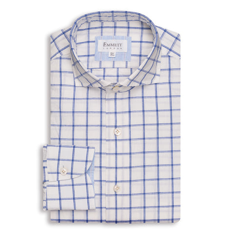 Blue & White Check Cotton Linen Mix shirt
