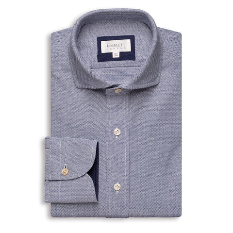 Navy & White Textured Shirt