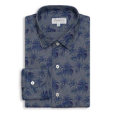 Navy Floral Printed Linen Shirt