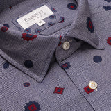 Navy & White Printed & Textured Shirt