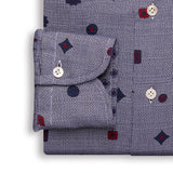 Navy & White Printed & Textured Shirt