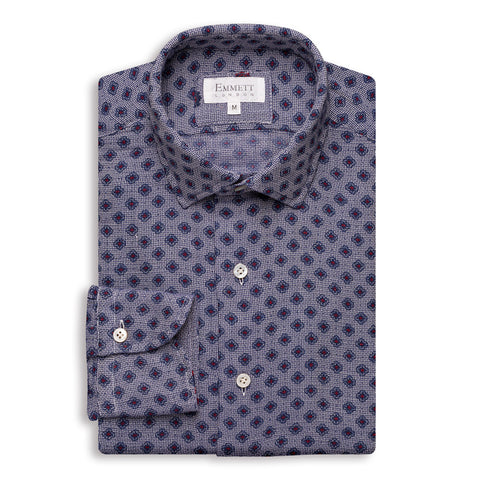 Navy All Over Printed Textured Shirt