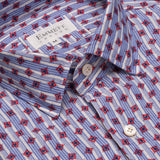 Blue & White Striped & Printed Shirt