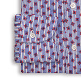 Blue & White Striped & Printed Shirt
