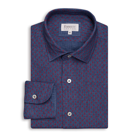 Blue Denim Eye Print Shirt