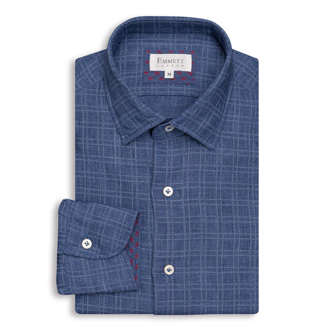 Blue Denim Tonal Check Shirt