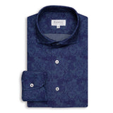 Blue Floral Print Linen Shirt