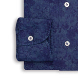 Blue Floral Print Linen Shirt