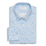 Light Blue Floral Print Linen Shirt