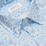 Light Blue Floral Print Linen Shirt