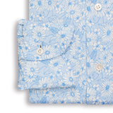 Light Blue Floral Print Linen Shirt