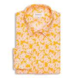 Light Orange Floral Print Linen Shirt