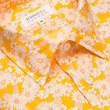 Light Orange Floral Print Linen Shirt