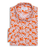 Orange Floral Print Linen Shirt
