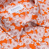 Orange Floral Print Linen Shirt