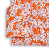 Orange Floral Print Linen Shirt