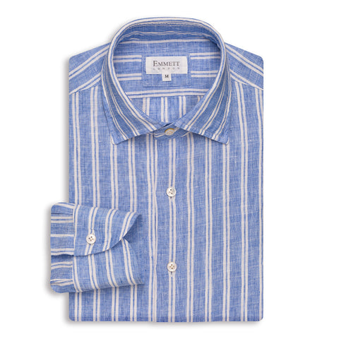 Blue & White Striped Linen Shirt