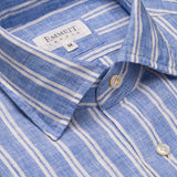 Blue & White Striped Linen Shirt