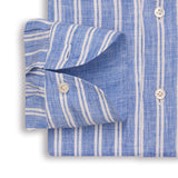 Blue & White Striped Linen Shirt