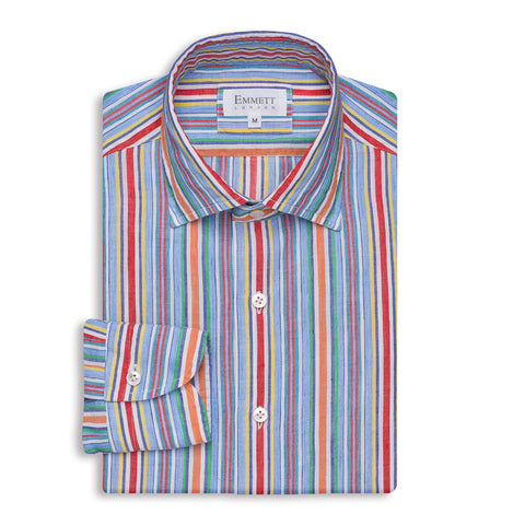 Multi Coloured Striped Linen Shirt
