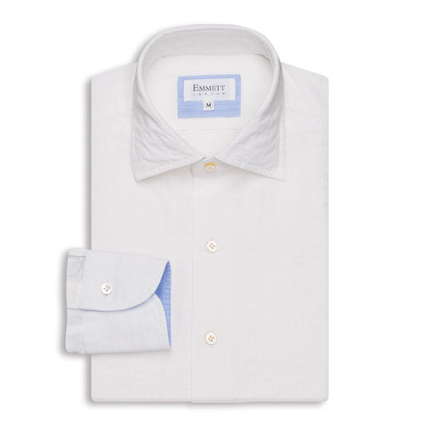 White Embroidered Stripe Shirt