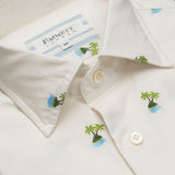 Palm Tree Embroidered Cream Shirt