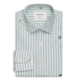 Flower Embroidered And Blue Striped Shirt