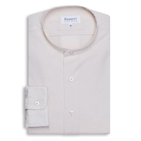 Beige Grandad Collar Shirt