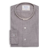 Brown Grandad Collar Shirt