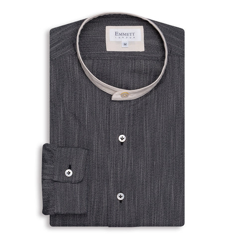 Black Grandad Collar Shirt