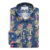 Navy Floral Print Linen Shirt