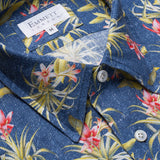 Navy Floral Print Linen Shirt