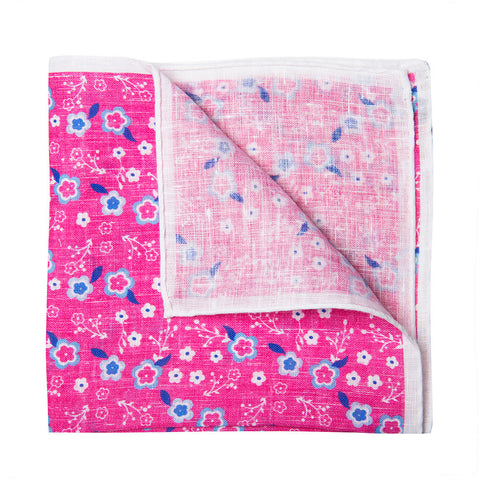 Pink with Flowers Pocket Square