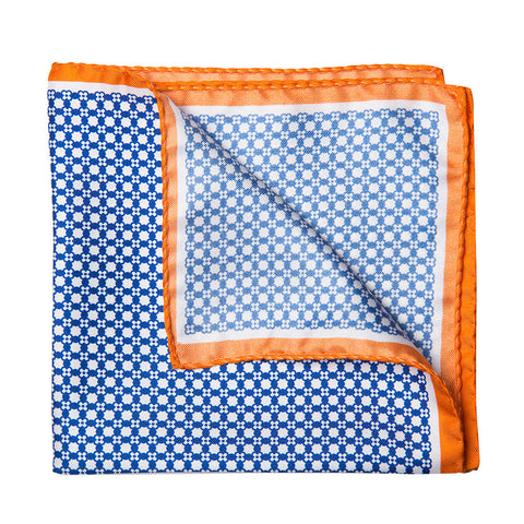Navy with Orange Edge Pocket Square