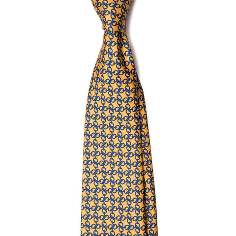 Yellow with Navy Print Tie