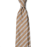 Beige Stripe Raw Silk Tie