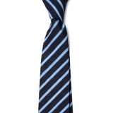 Navy Blue Stripe Raw Silk Tie