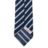 Navy Blue Stripe Raw Silk Tie
