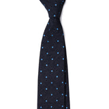 Navy Blue Spot Raw Silk Tie