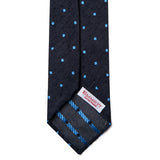 Navy Blue Spot Raw Silk Tie