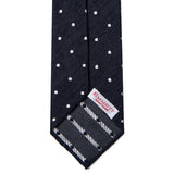 Navy White Spot Raw Silk Tie