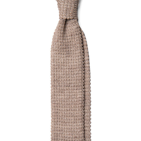 Beige Knitted Silk Tie