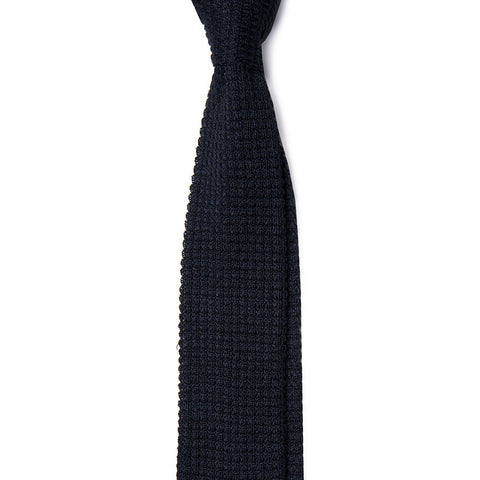Navy Knitted Silk Tie