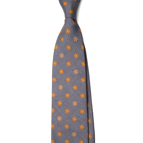 Grey Yellow Flowers Tie