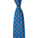 Blue Orange Flowers Tie